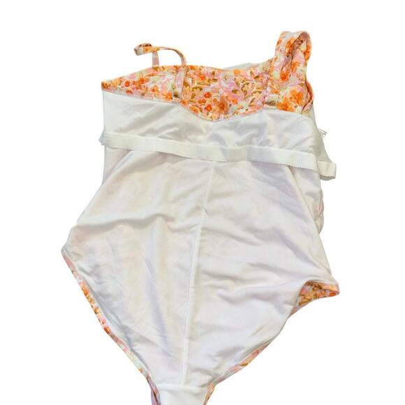 Kona Sol One Shoulder Floral Orange One Piece Swimsuit Women’s 22 Beach Vacation - Picture 5 of 9